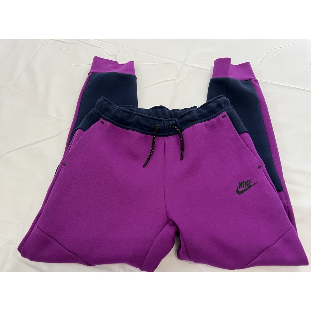 Nike Sportswear Tech Fleece Big Kids Athletic Unisex Purple Joggers Pockets Sz L